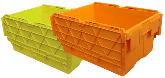 Caja de plástico con tapa integrada para transporte